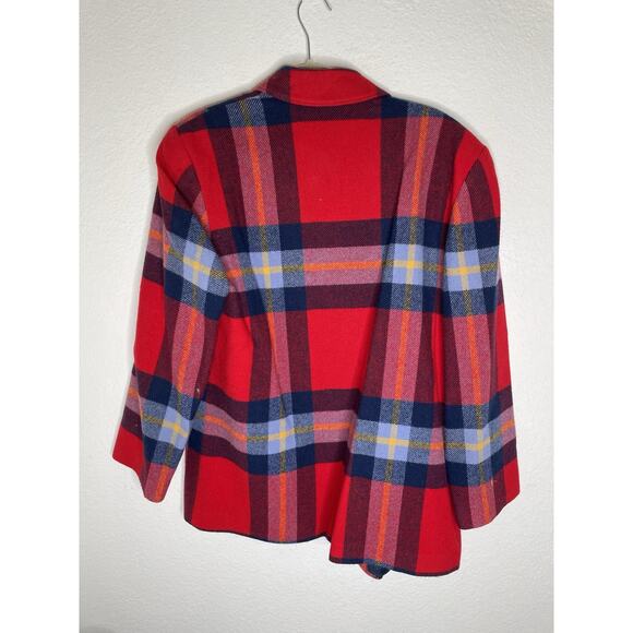 VTG Pendleton Wool Red Plaid Blazer Jacket Wmn's Sz 14 Fully Lined USA Made EUC - Picture 7 of 7
